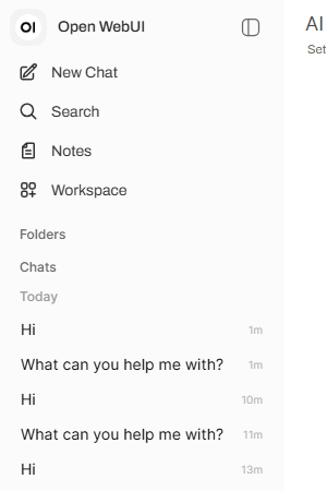 The sidebar showing past conversations, hovering over one and clicking to reopen it