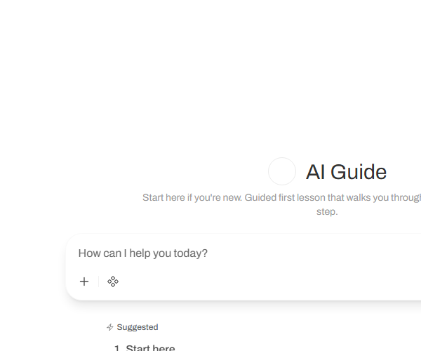 The model dropdown open in the top-left area of the screen, showing AI Guide, Quick Assistant, Thoughtful Assistant, and Document Analyst