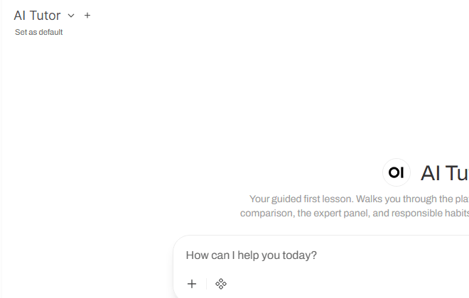 Clicking the model dropdown and selecting Thoughtful Assistant from the list of available assistants